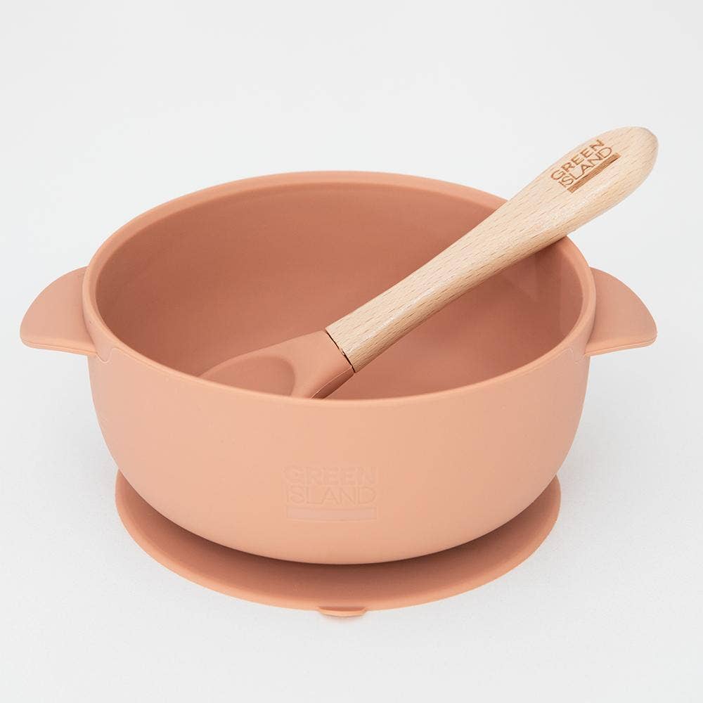 Silicone Baby Bowl & Spoon: Blush
