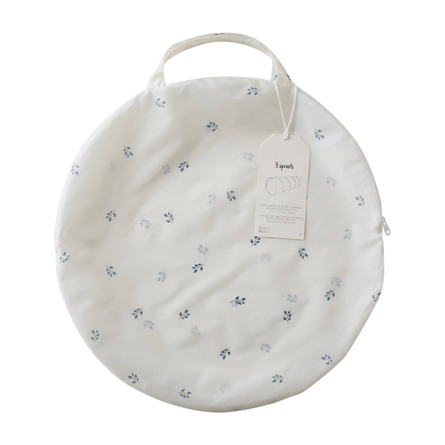 3 Sprouts Kids Play Tunnel with Eco-Friendly Recycled Fabric: Blueberry Ivory