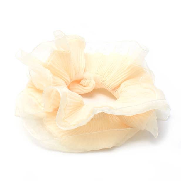 Extra Large - Double layered cream ribbed scrunchie.Dia.16cm