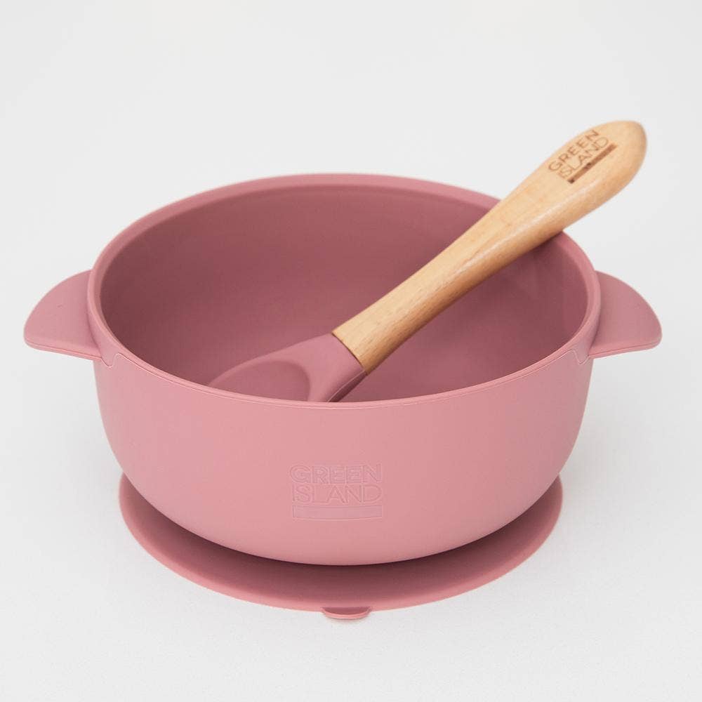 Silicone Baby Bowl & Spoon: Blush