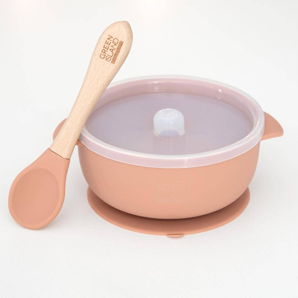 Silicone Baby Bowl & Spoon: Blush