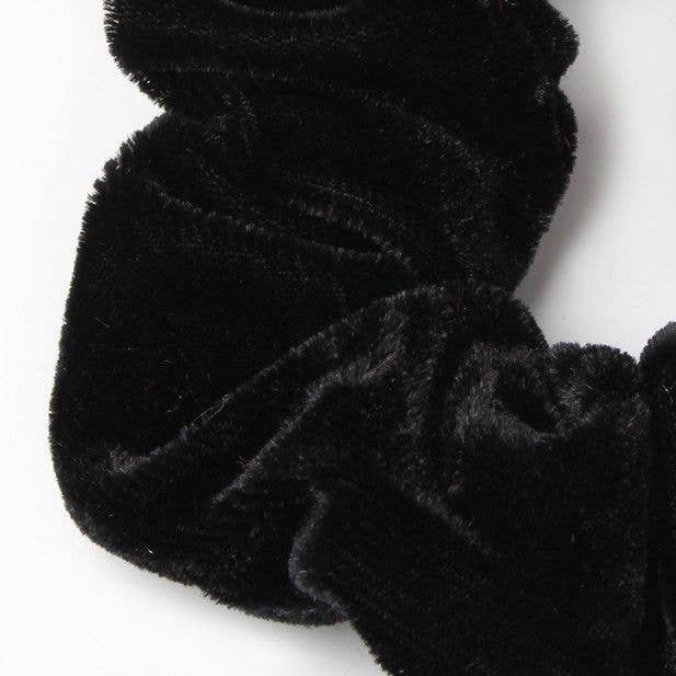 Regular - Black High Shine Velvet Scrunchie. Dia.10cm