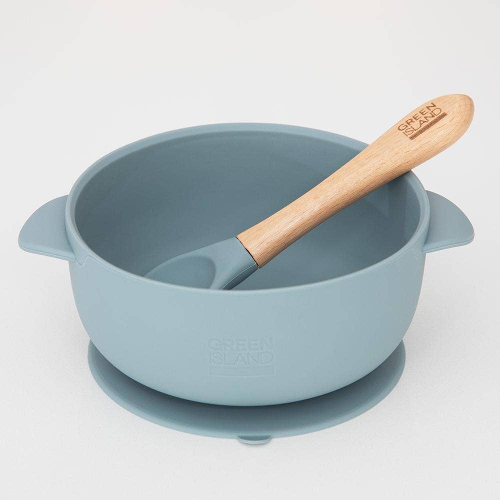 Silicone Baby Bowl & Spoon: Cream