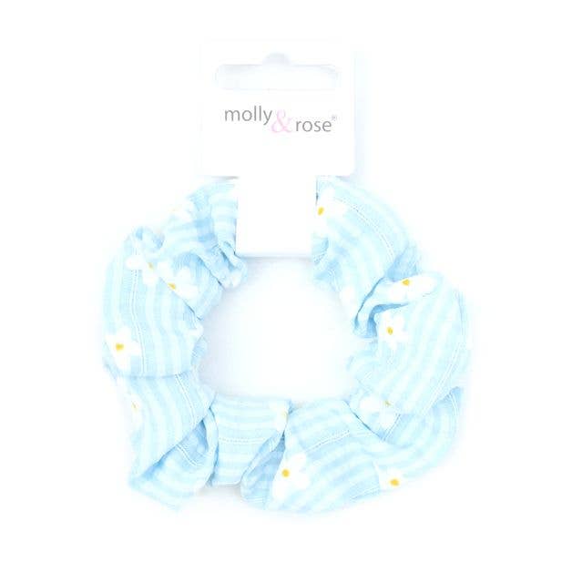 Regular - Daisy Print Striped Scrunchie. Dia.9cm