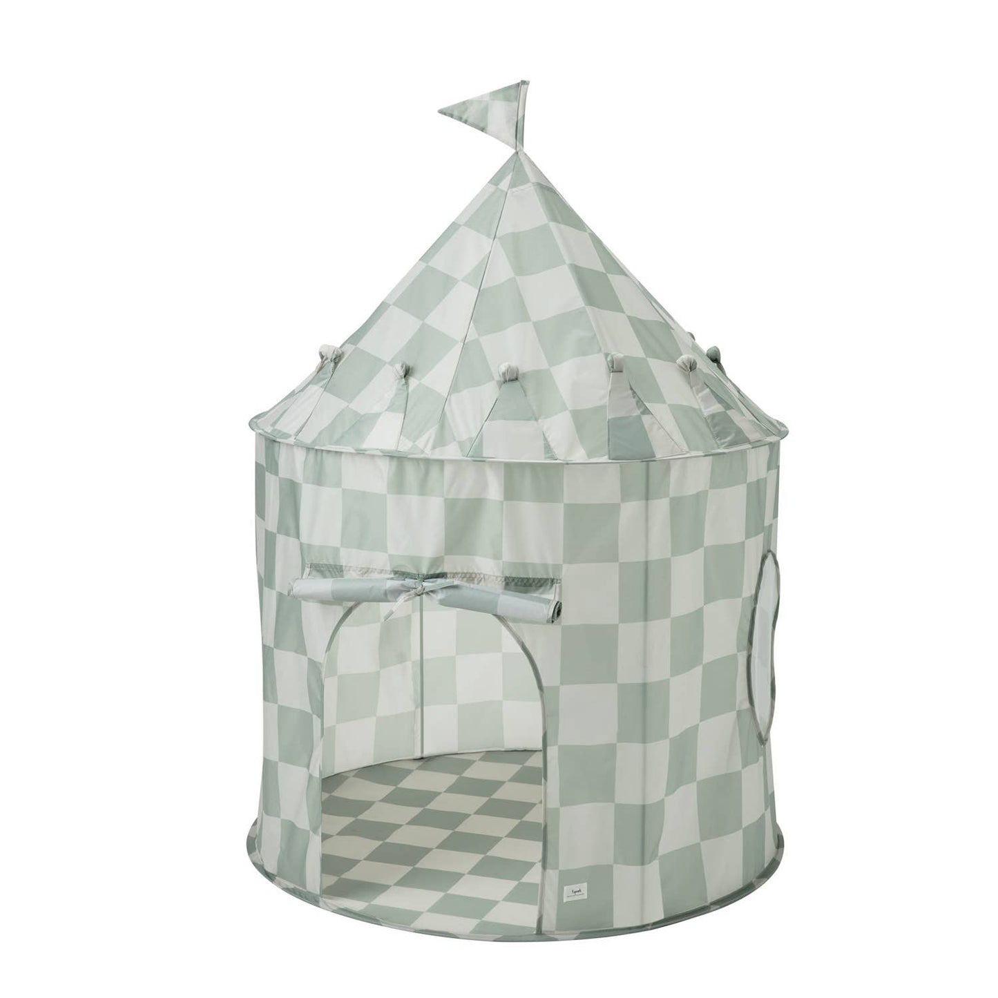 Recycled Fabric Play Tent Castle - Prints: Checkerboard Green