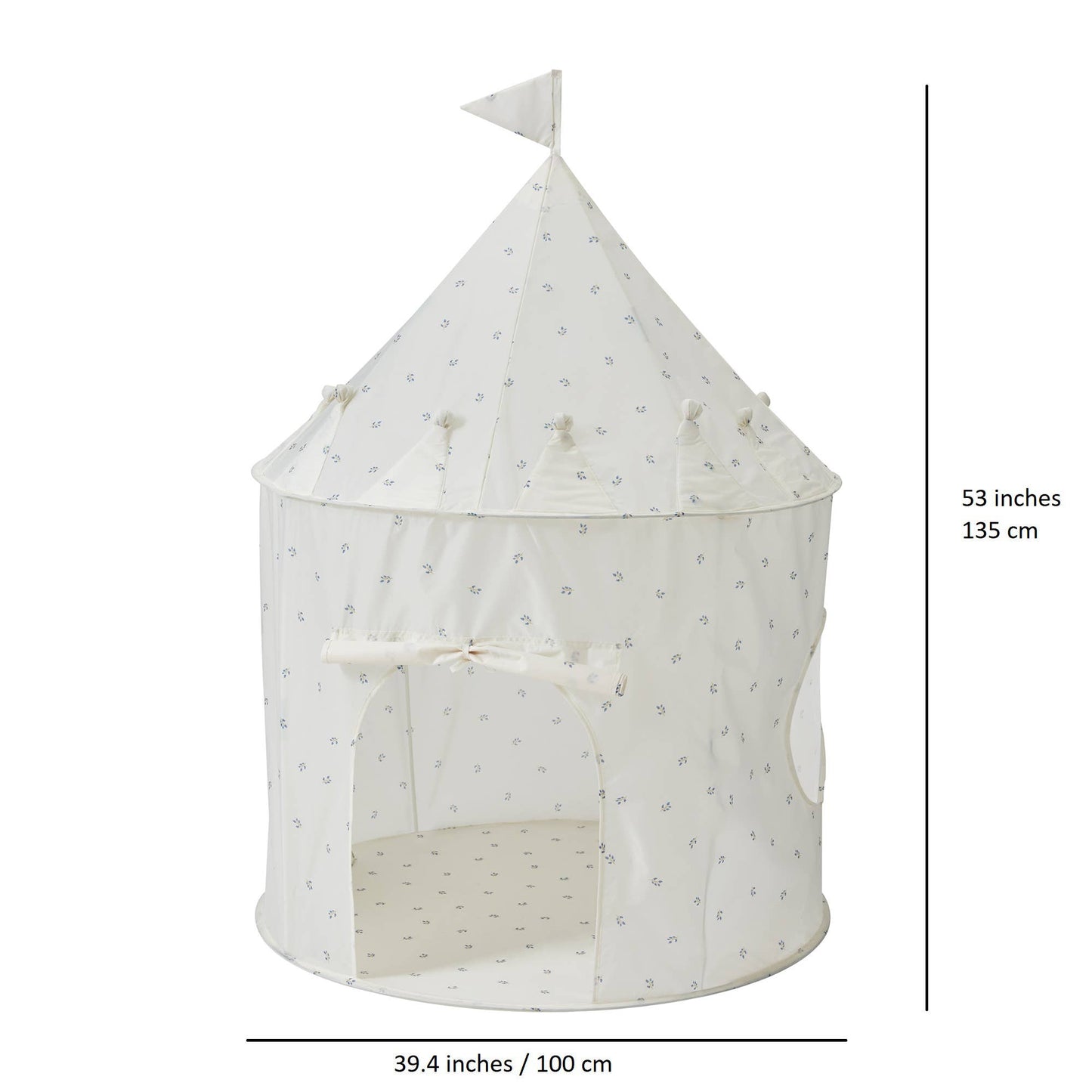 Recycled Fabric Play Tent Castle - Prints: Blueberry Ivory