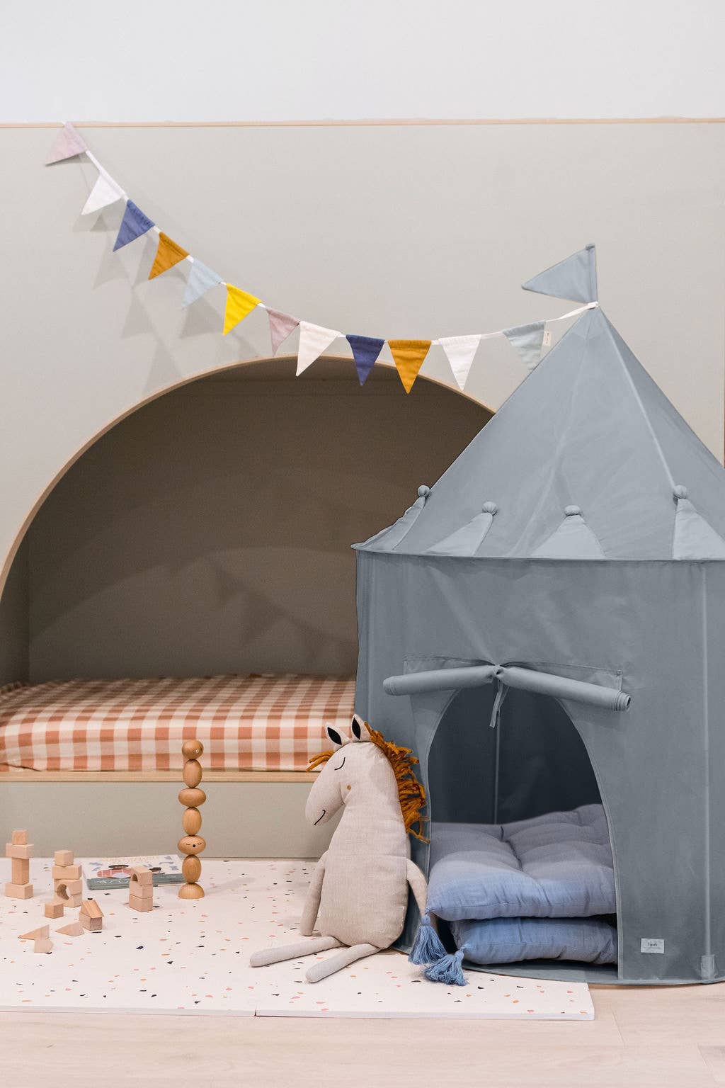 Recycled Fabric Play Tent Castle - Solid Colors: Beige