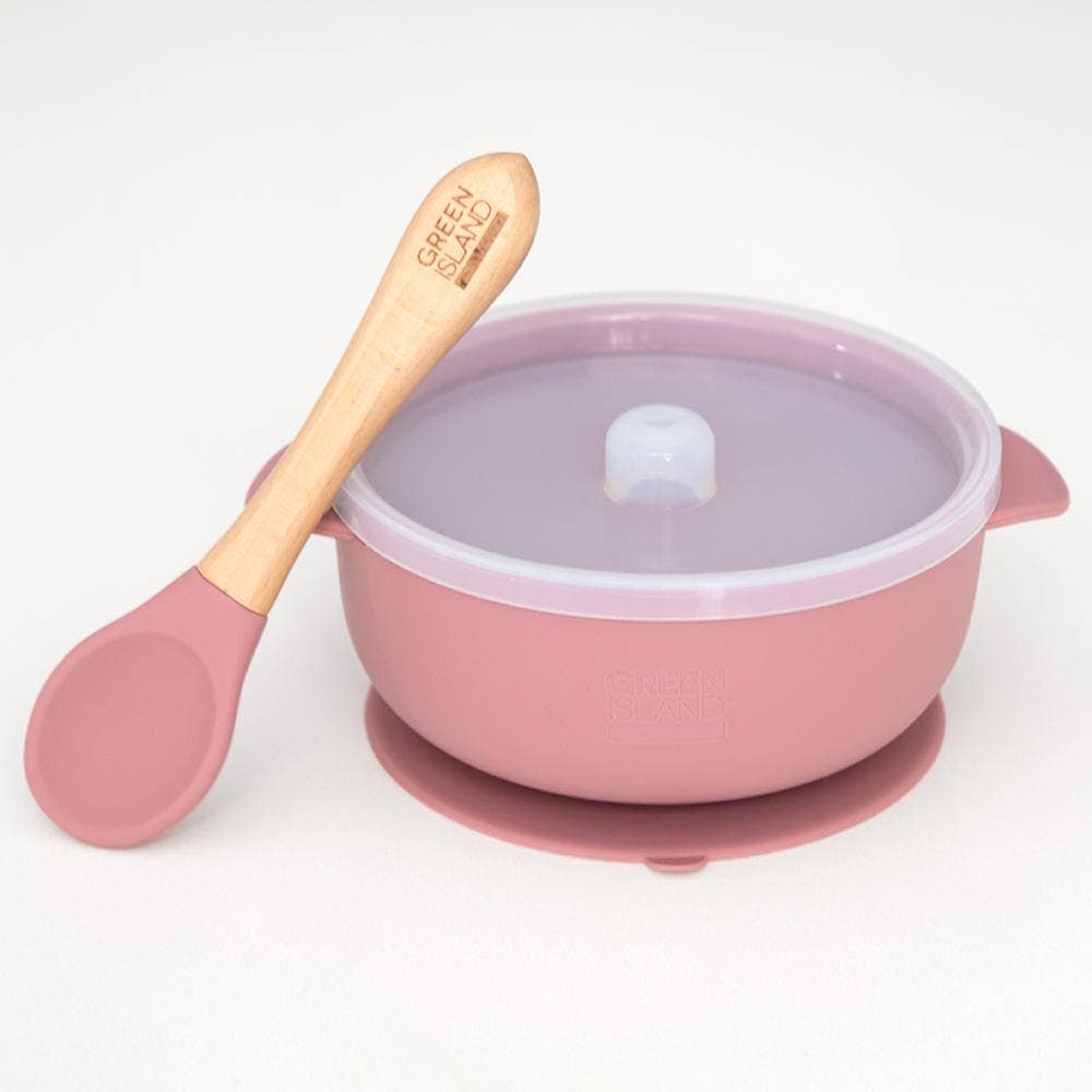 Silicone Baby Bowl & Spoon: Blush