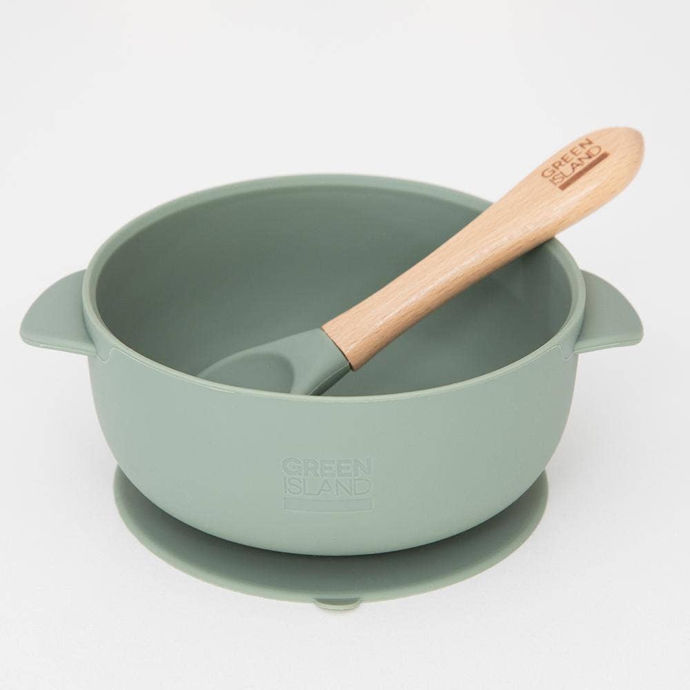 Silicone Baby Bowl & Spoon: Cream