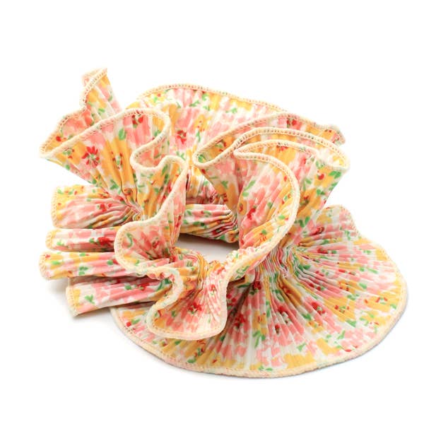Extra Large - Double layered yellow ditsy floral scrunchie.