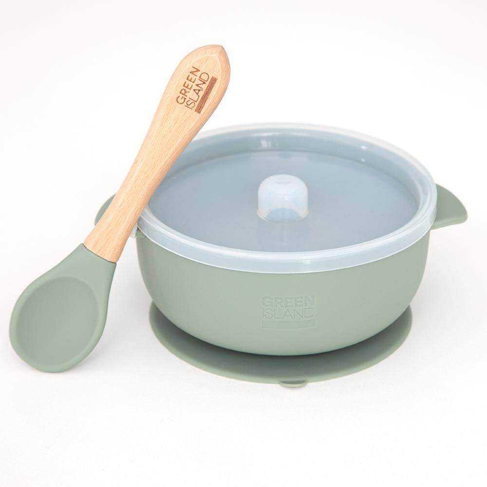 Silicone Baby Bowl & Spoon: Cream