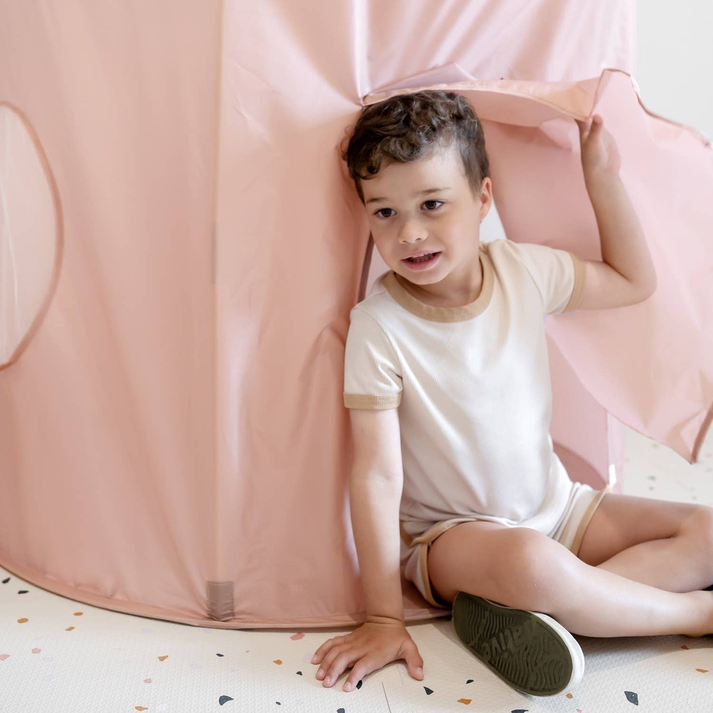 Recycled Fabric Play Tent Castle - Solid Colors: Beige