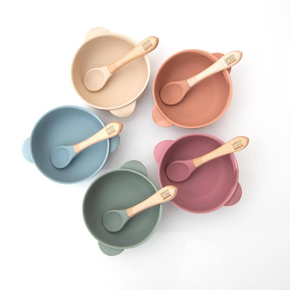 Silicone Baby Bowl & Spoon: Blush