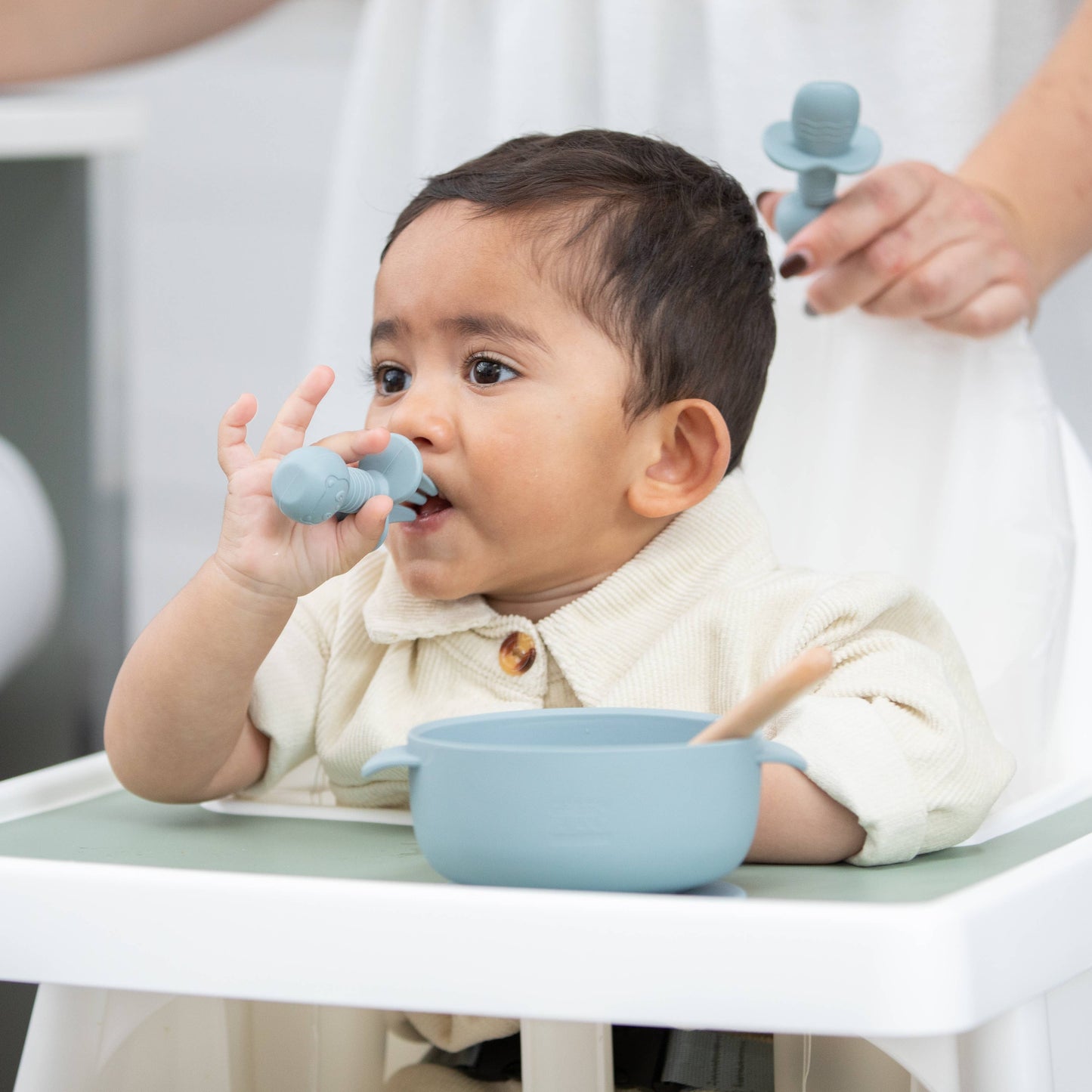 Silicone Baby Cutlery Set: Cream
