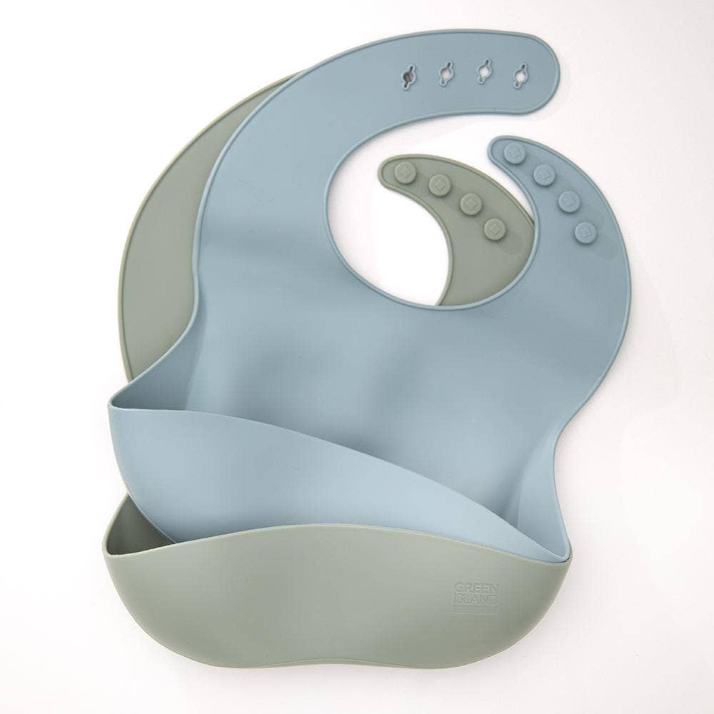 Silicone Baby Bibs Pack of 2: Blush & Cream