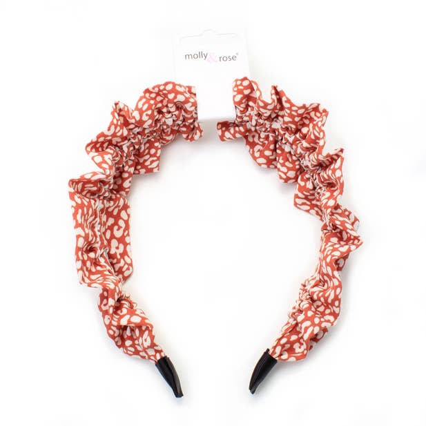 1cm wide animal print ruffle aliceband