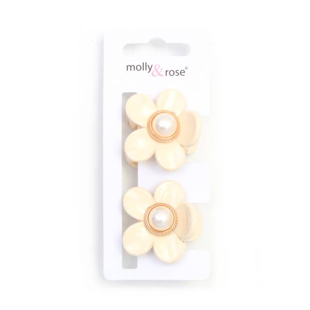 Card of 2 flower shaped clamps 3cm