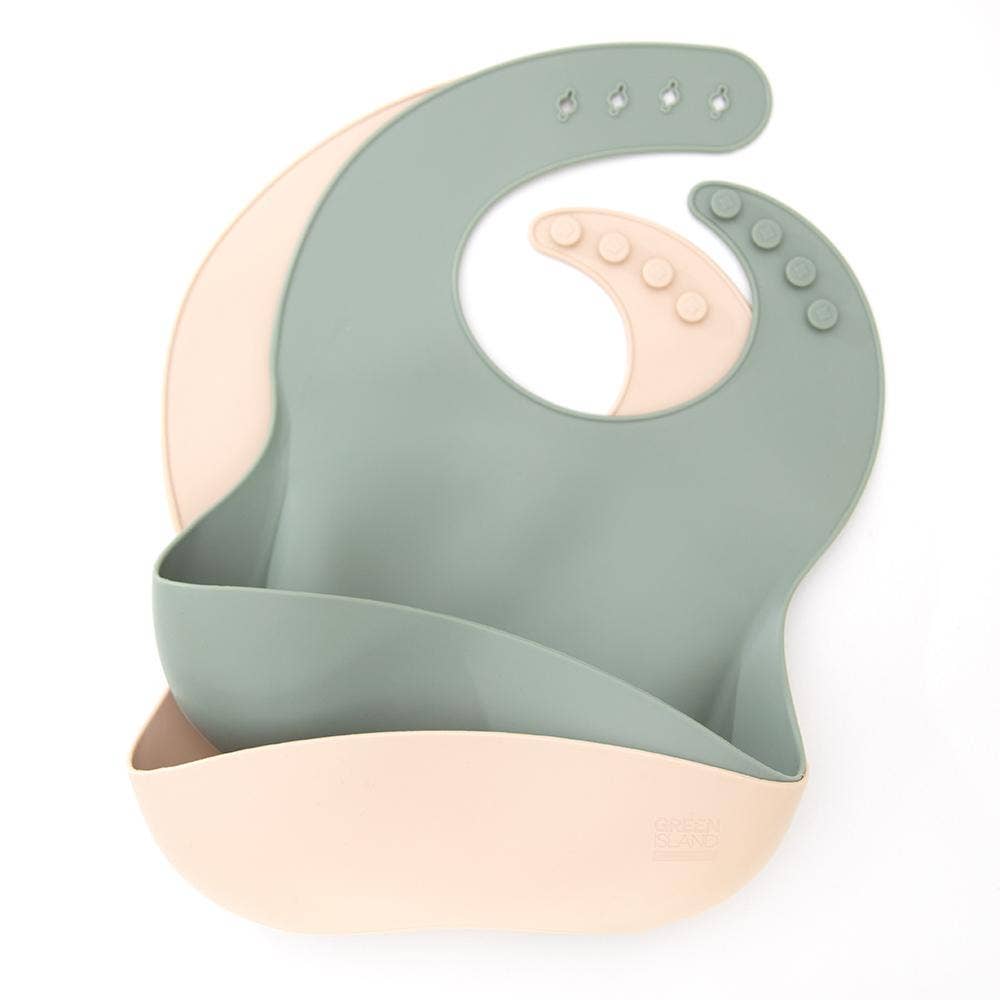 Silicone Baby Bibs Pack of 2: Mulberry & Blush