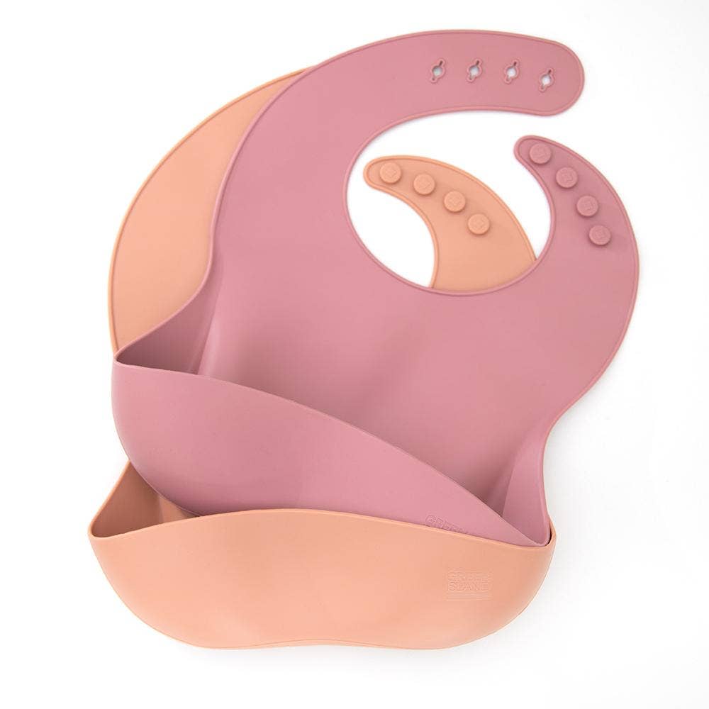 Silicone Baby Bibs Pack of 2: Blush & Cream