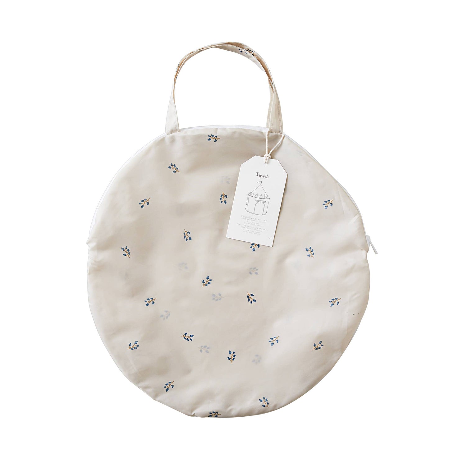 Recycled Fabric Play Tent Castle - Prints: Blueberry Ivory