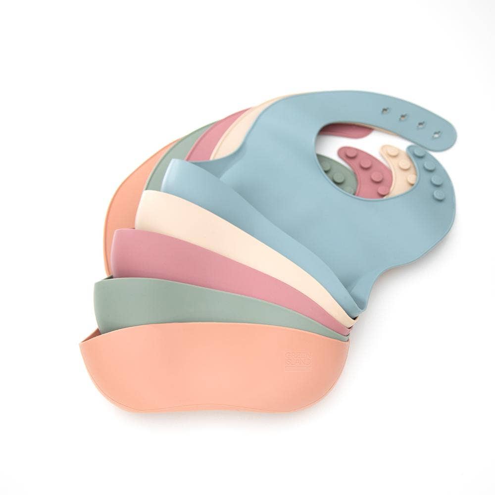 Silicone Baby Bibs Pack of 2: Blush & Cream