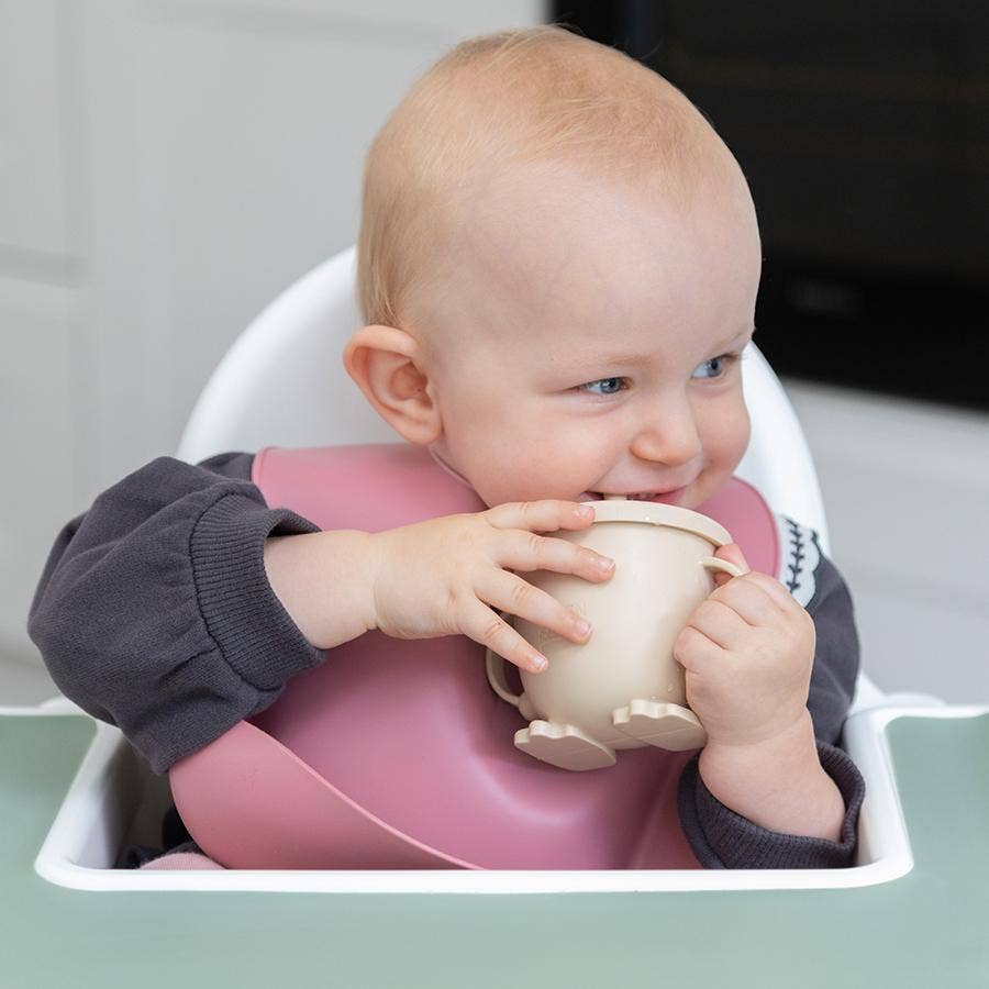 Silicone Baby Bibs Pack of 2: Blush & Cream