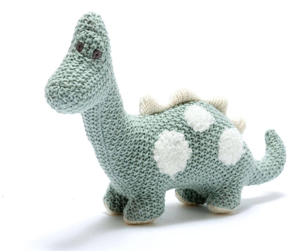 Small Diplodocus Dinosaur Plush Toy in Organic Cotton Teal