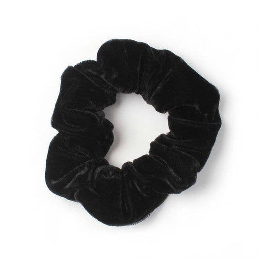 Regular - Black High Shine Velvet Scrunchie. Dia.10cm