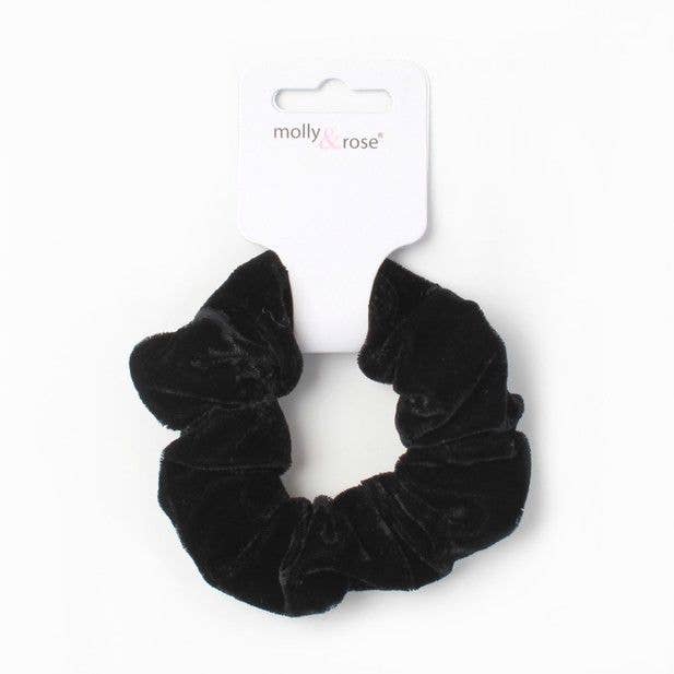 Regular - Black High Shine Velvet Scrunchie. Dia.10cm