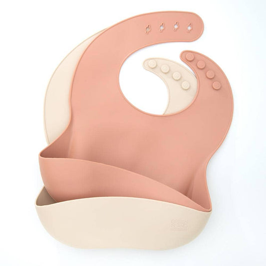 Silicone Baby Bibs Pack of 2: Blush & Cream